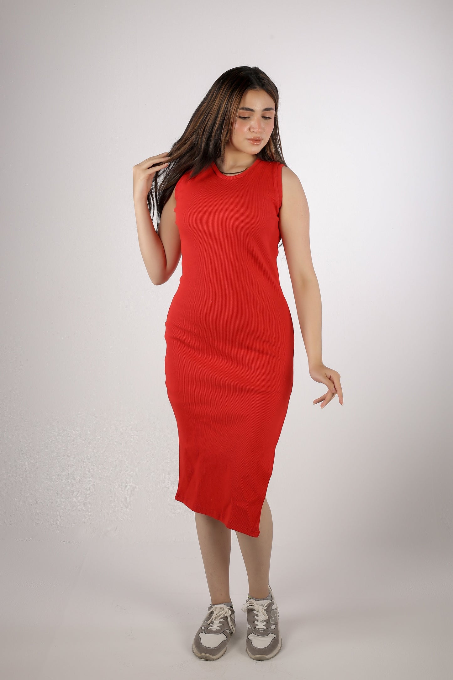 Sleeveless Side Cut Body-Con Dress (A80)