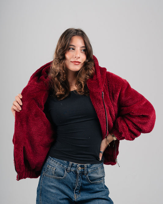 Drop Shoulder Fur Jacket