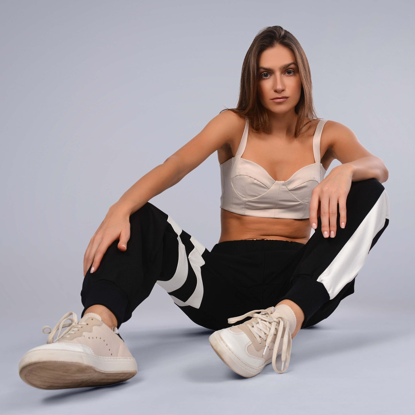 White Strips Cargo Pants