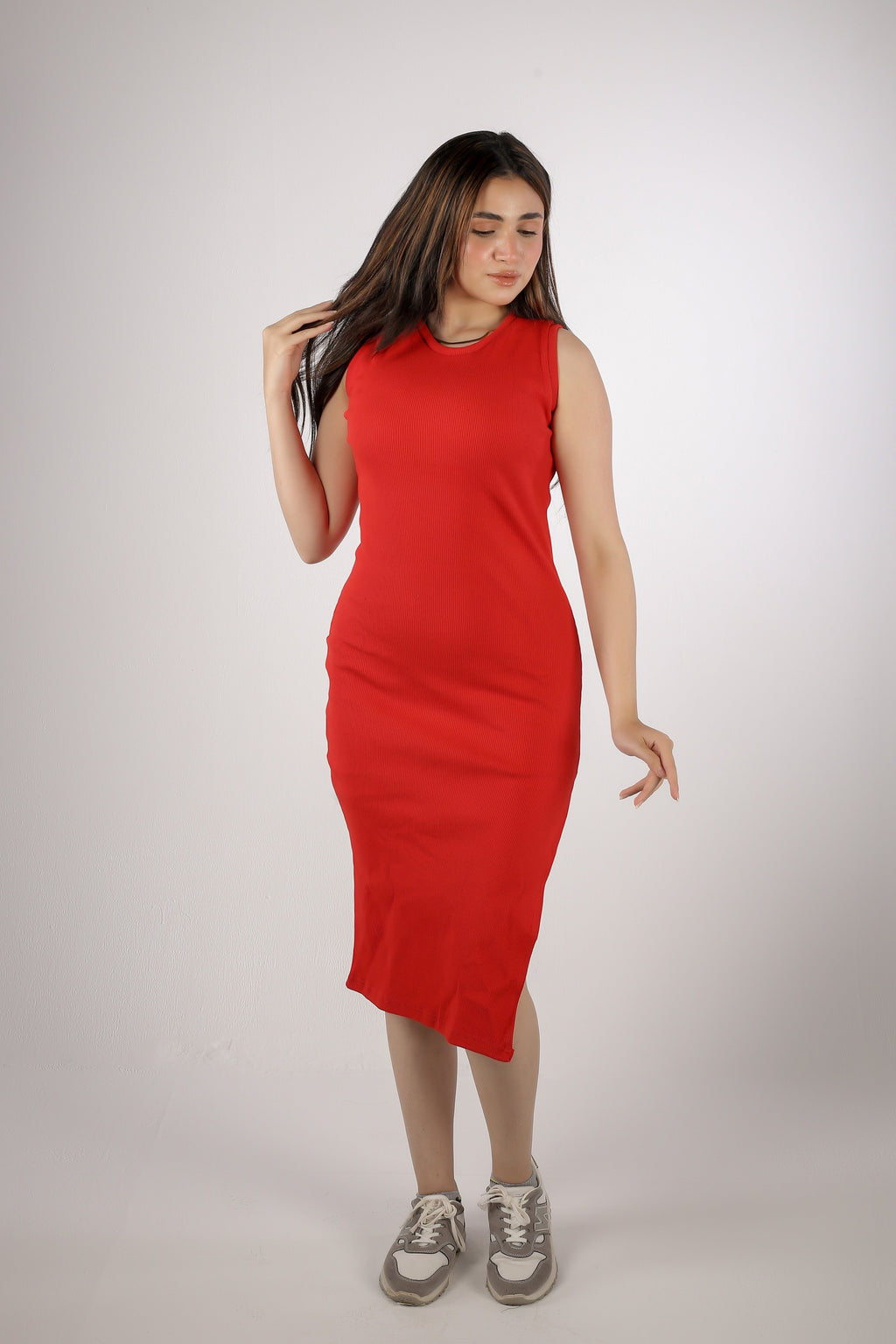 Sleeveless Side Cut Body-Con Dress (A80)
