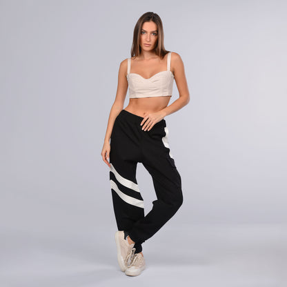 White Strips Cargo Pants