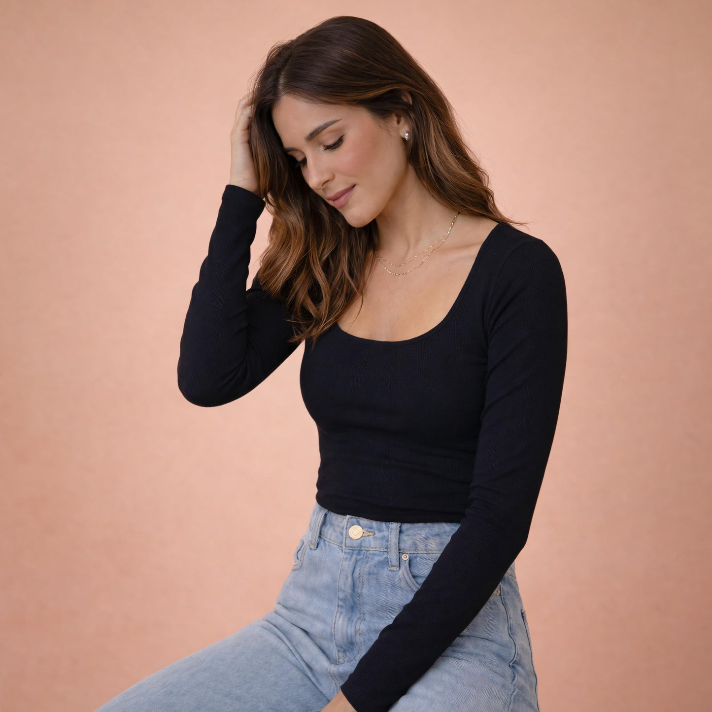 Long Sleeve Square Neck Top