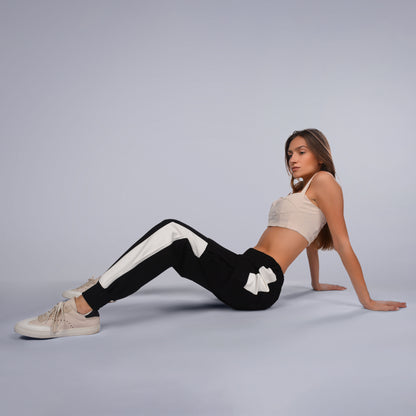 White Strips Cargo Pants