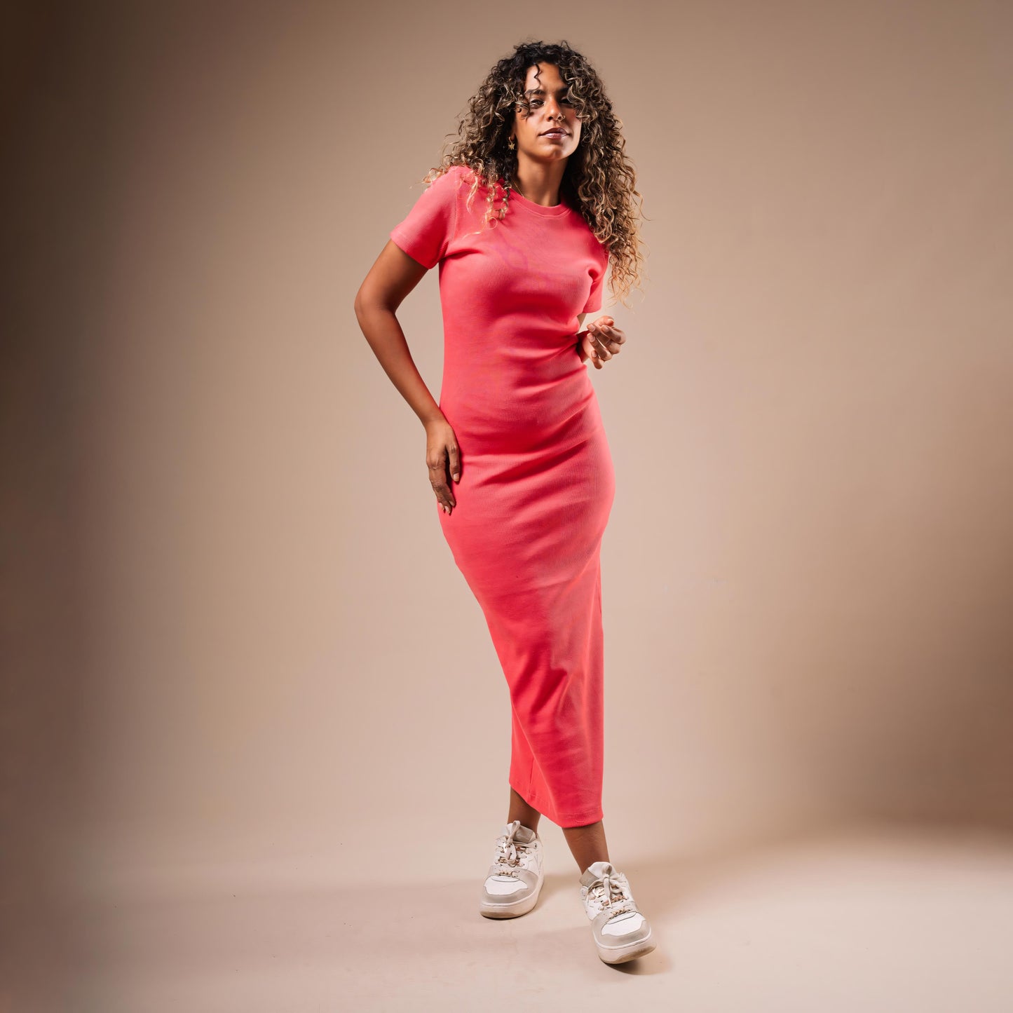 Half Sleeve Long Body-Con Dress