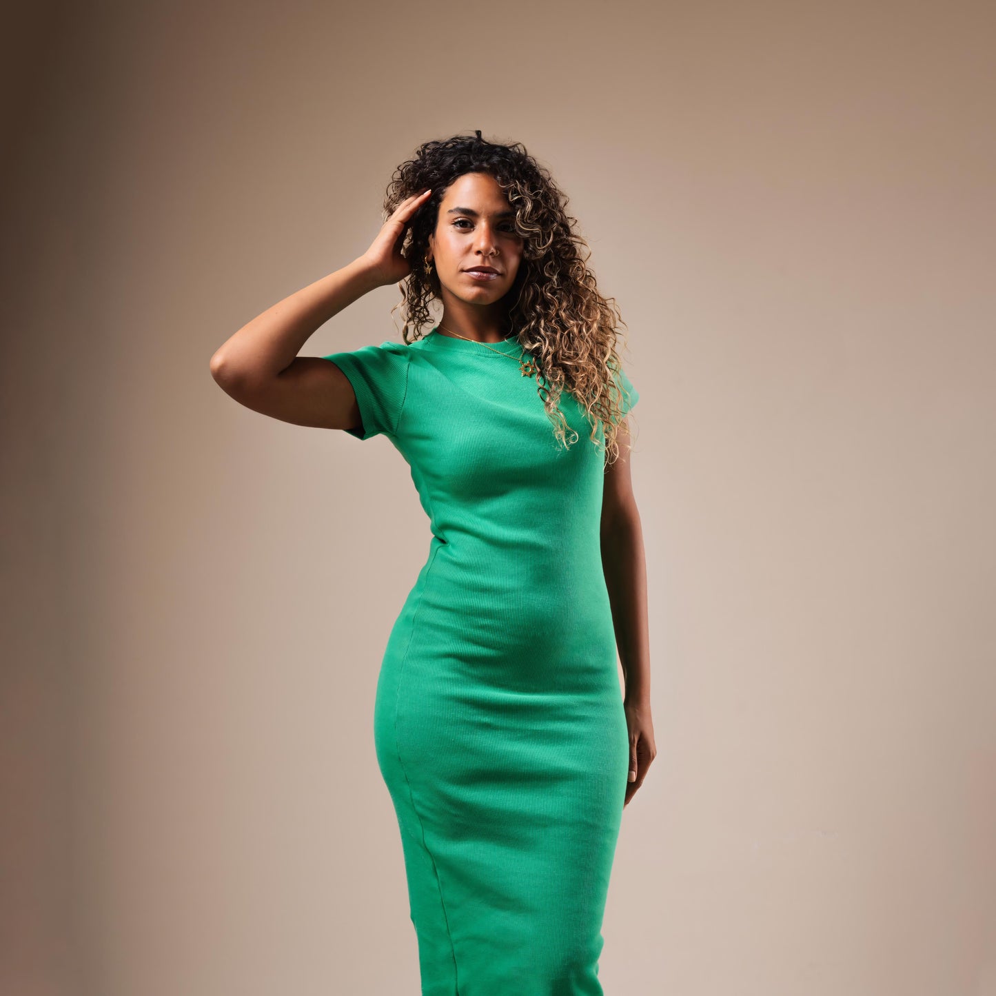 Half Sleeve Long Body-Con Dress