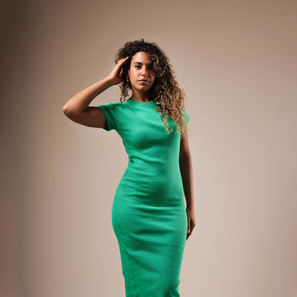 Half Sleeve Long Body-Con Dress