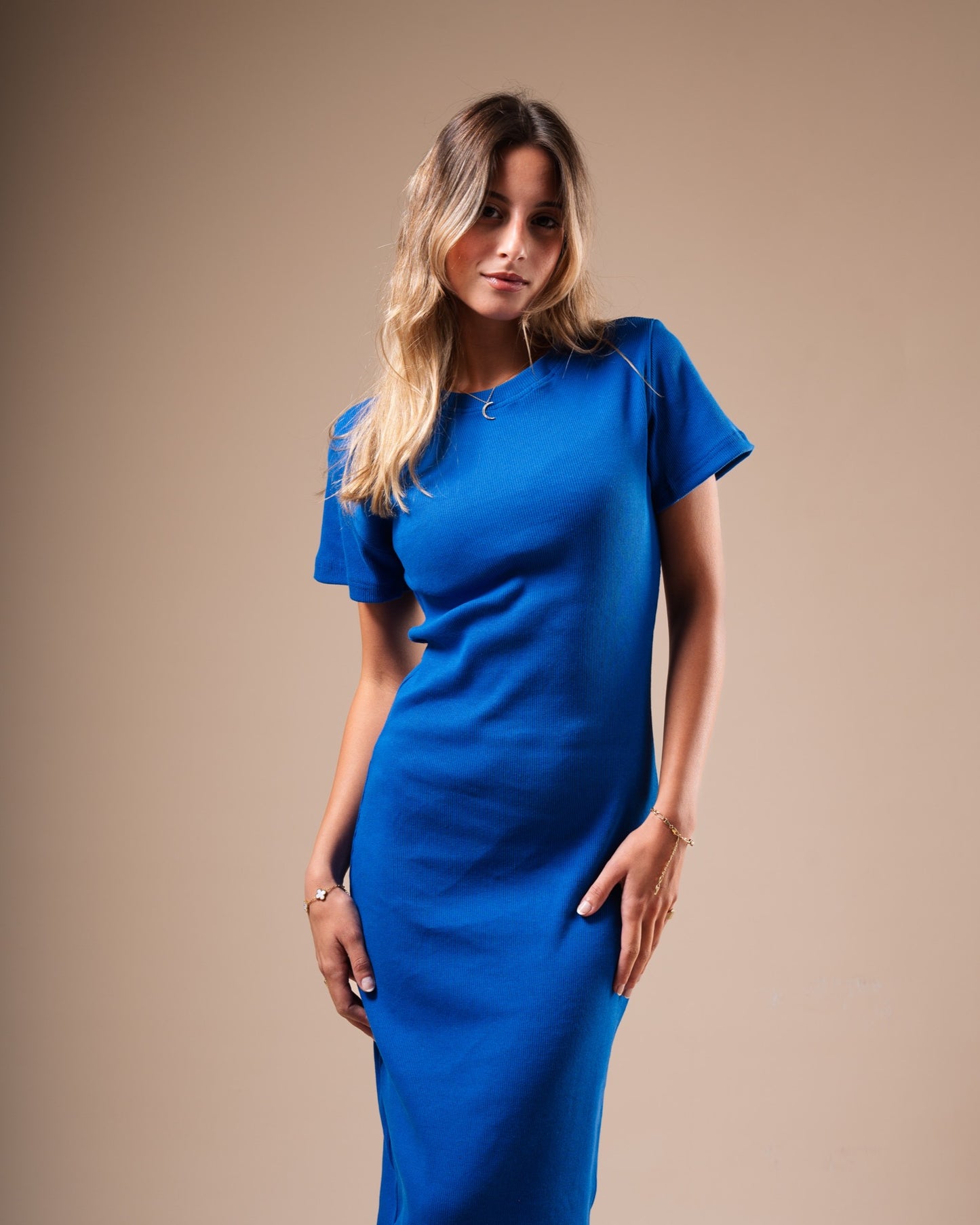 Half Sleeve Long Body-Con Dress (A90)