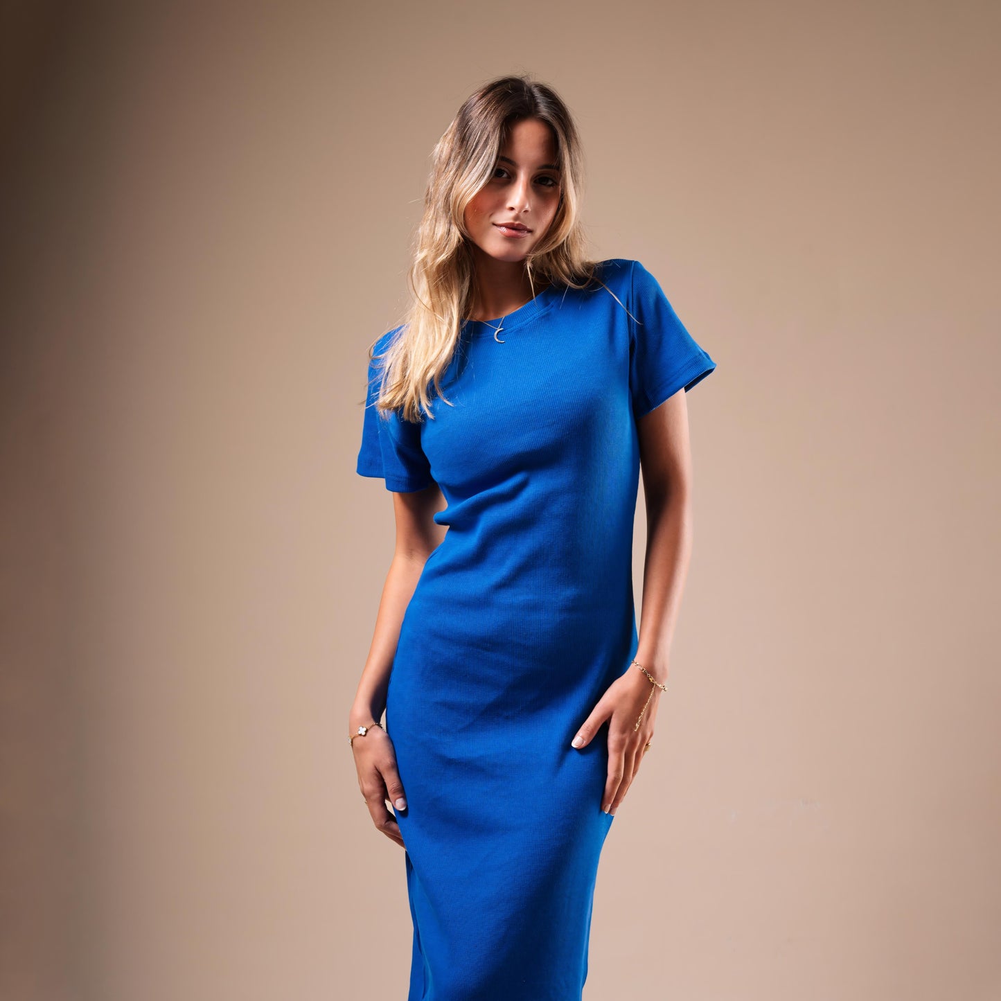 Half Sleeve Long Body-Con Dress