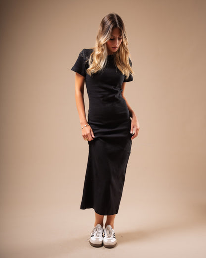 Half Sleeve Long Body-Con Dress (A90)