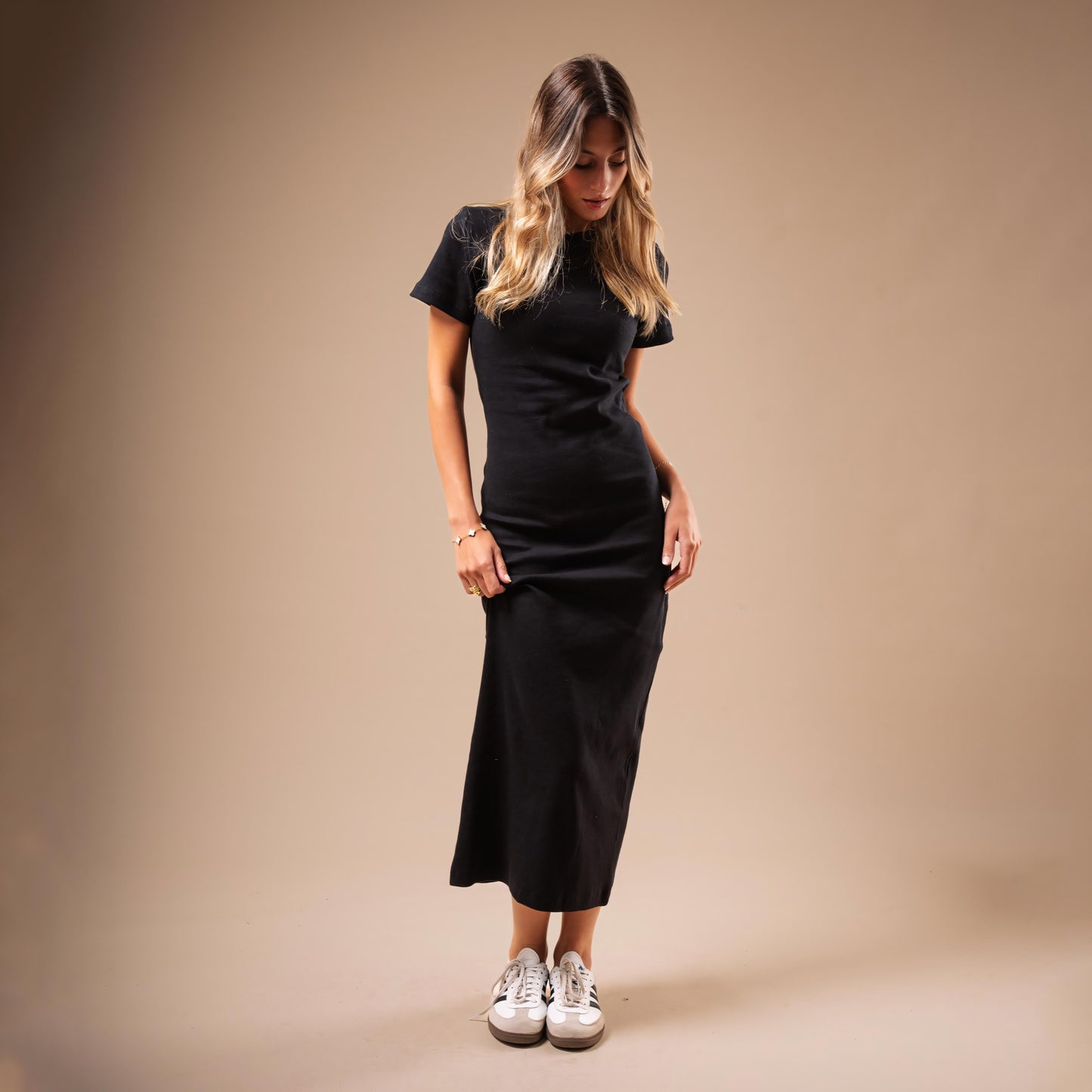 Half Sleeve Long Body-Con Dress