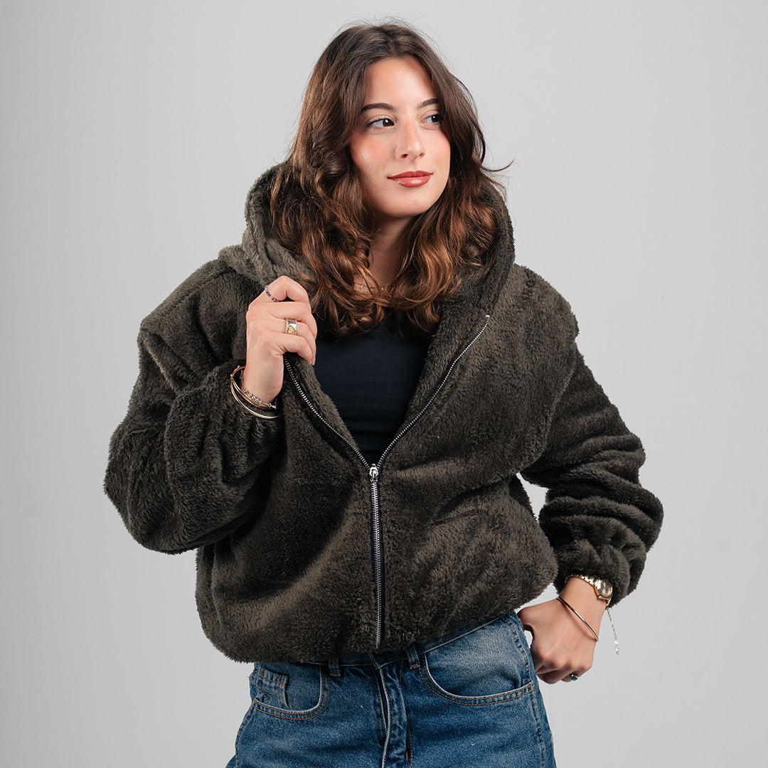 Drop Shoulder Fur Jacket