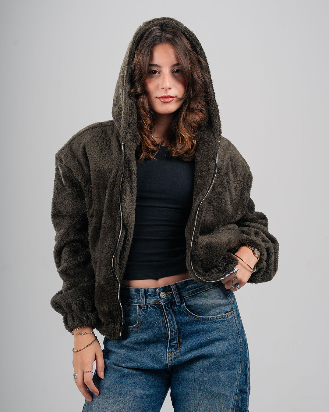 Drop Shoulder Fur Jacket