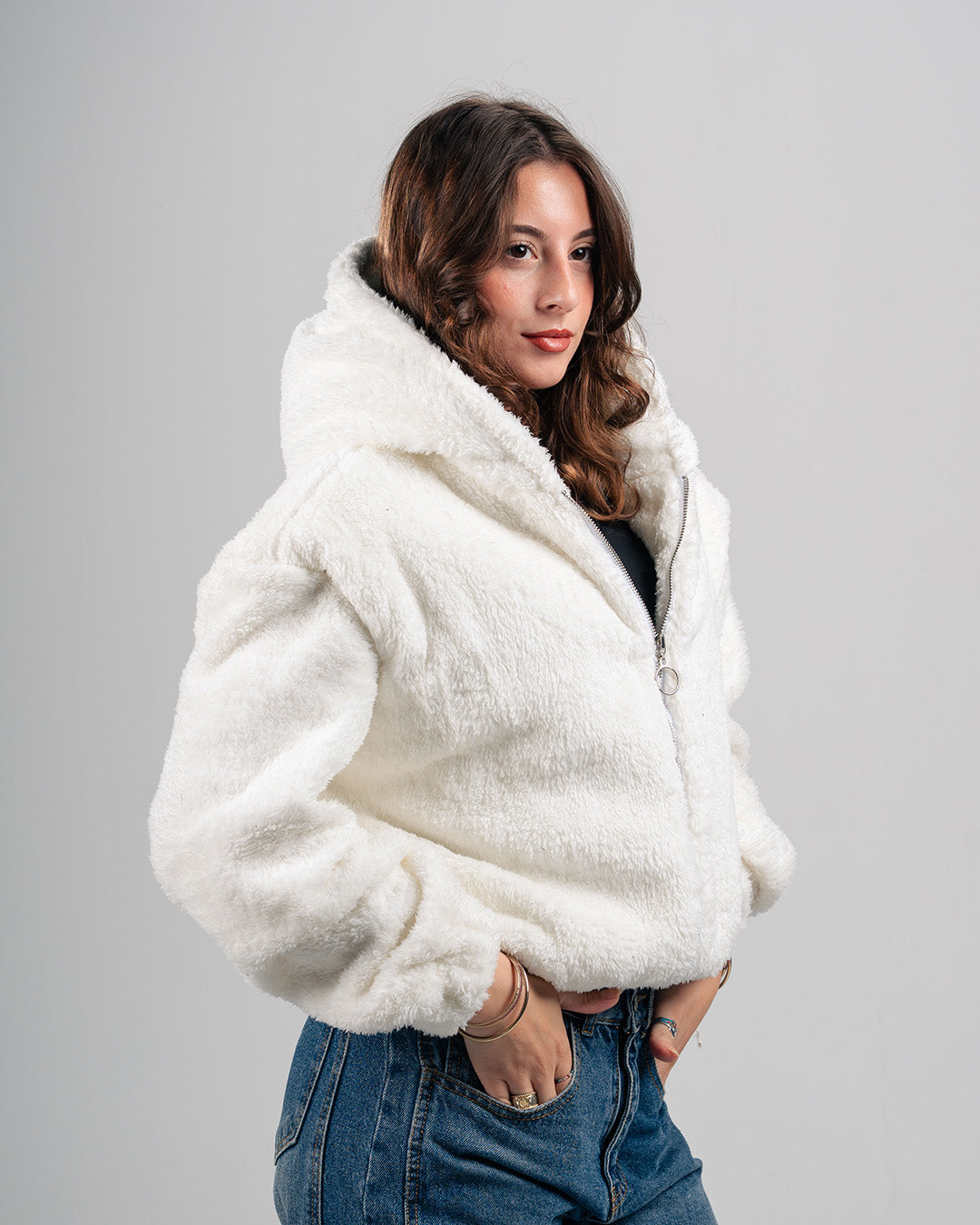 Drop Shoulder Fur Jacket