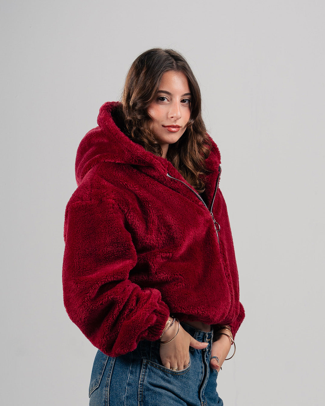 Drop Shoulder Fur Jacket