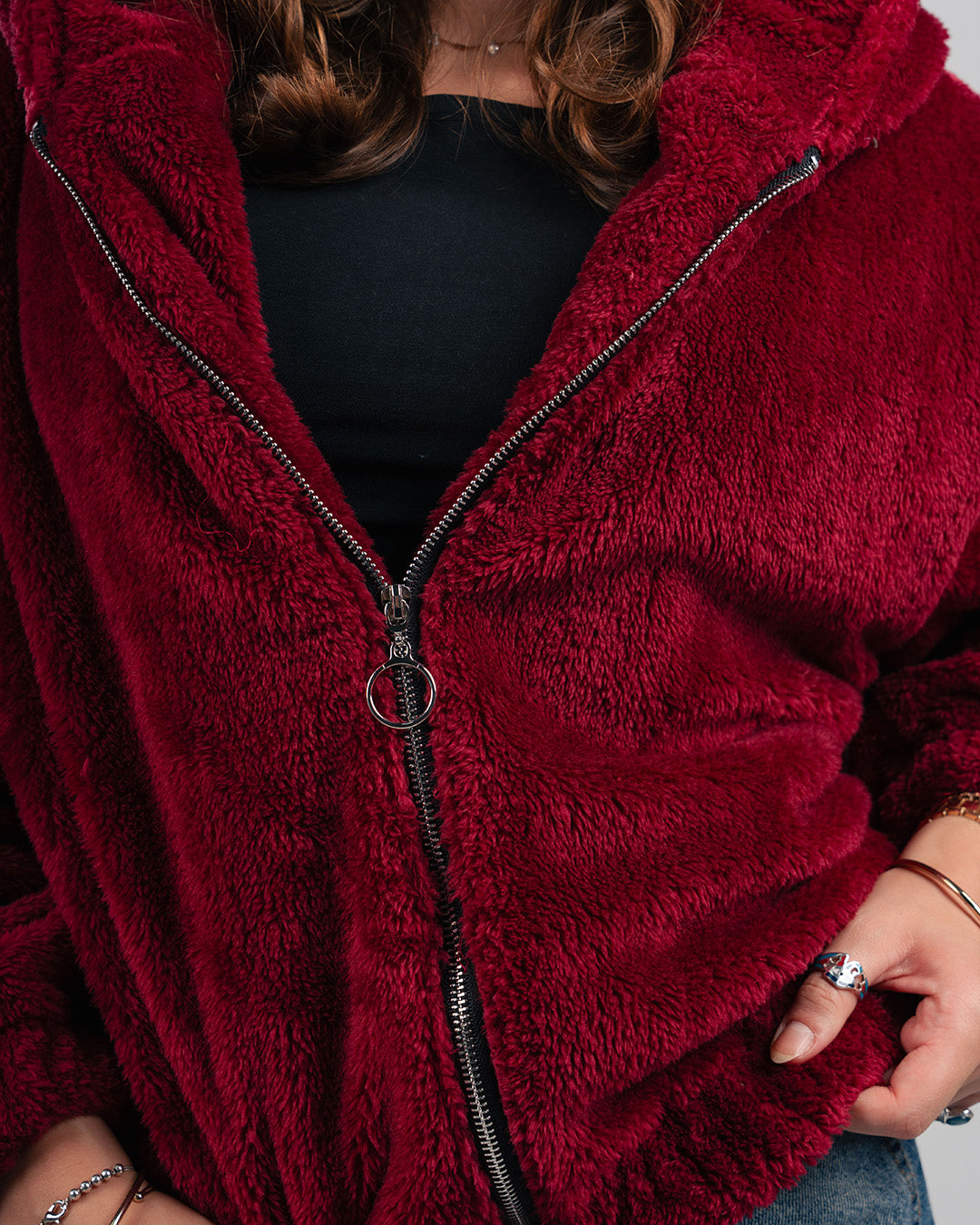 Drop Shoulder Fur Jacket