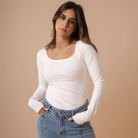 Long Sleeve Square Neck Top