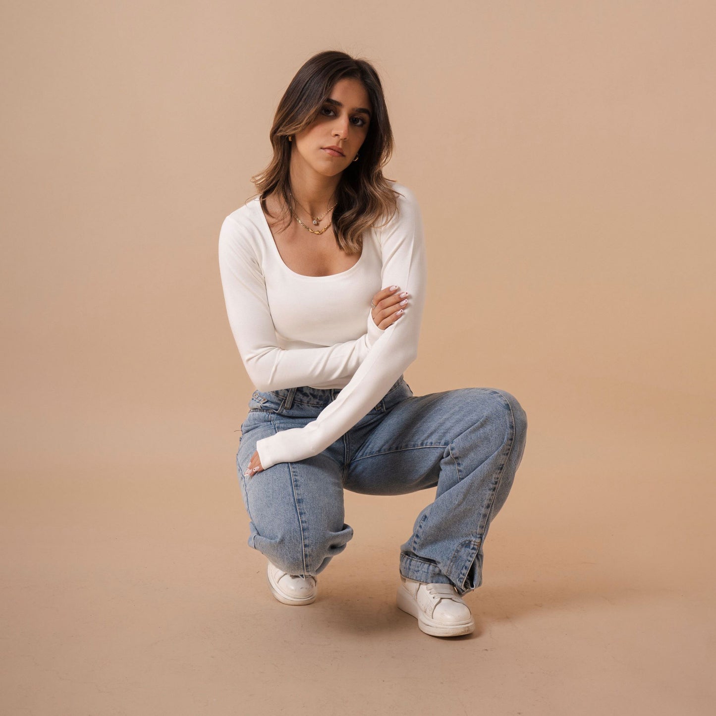 Long Sleeve Square Neck Top