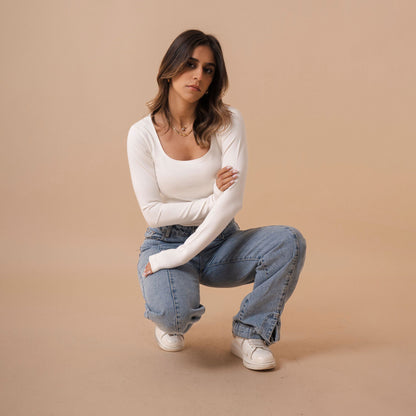 Long Sleeve Square Neck Top