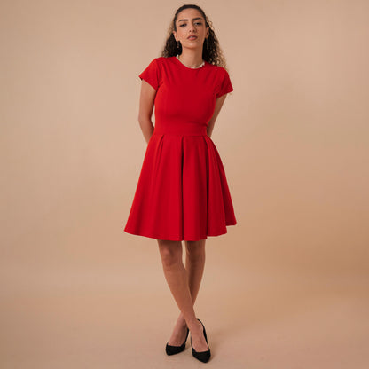 Short Sleeve Above Knee Flare Dress