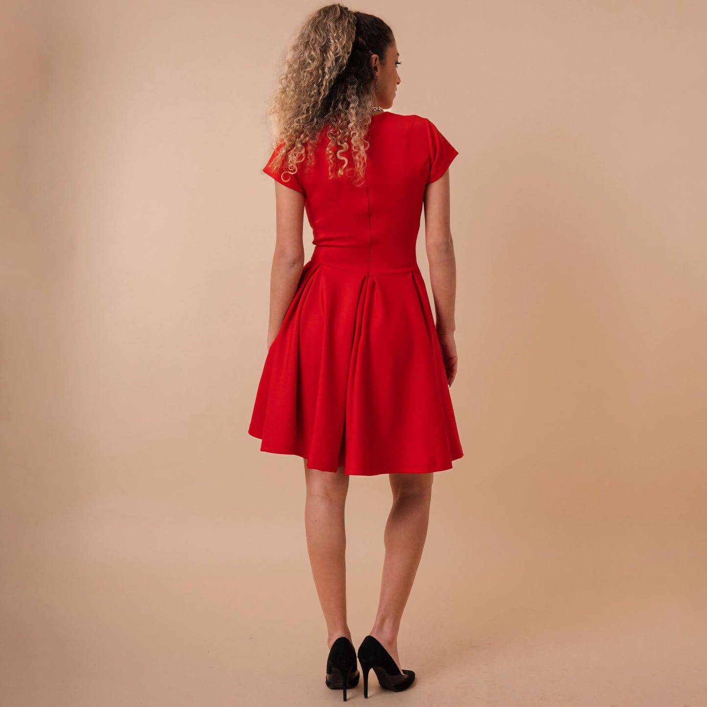 Short Sleeve Above Knee Flare Dress