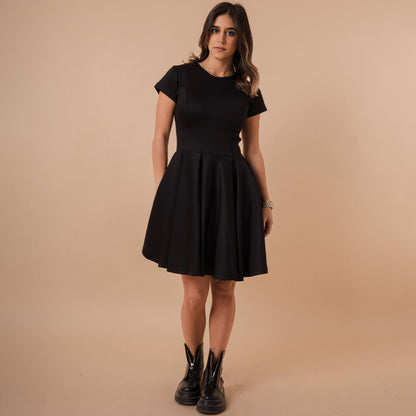 Short Sleeve Above Knee Flare Dress