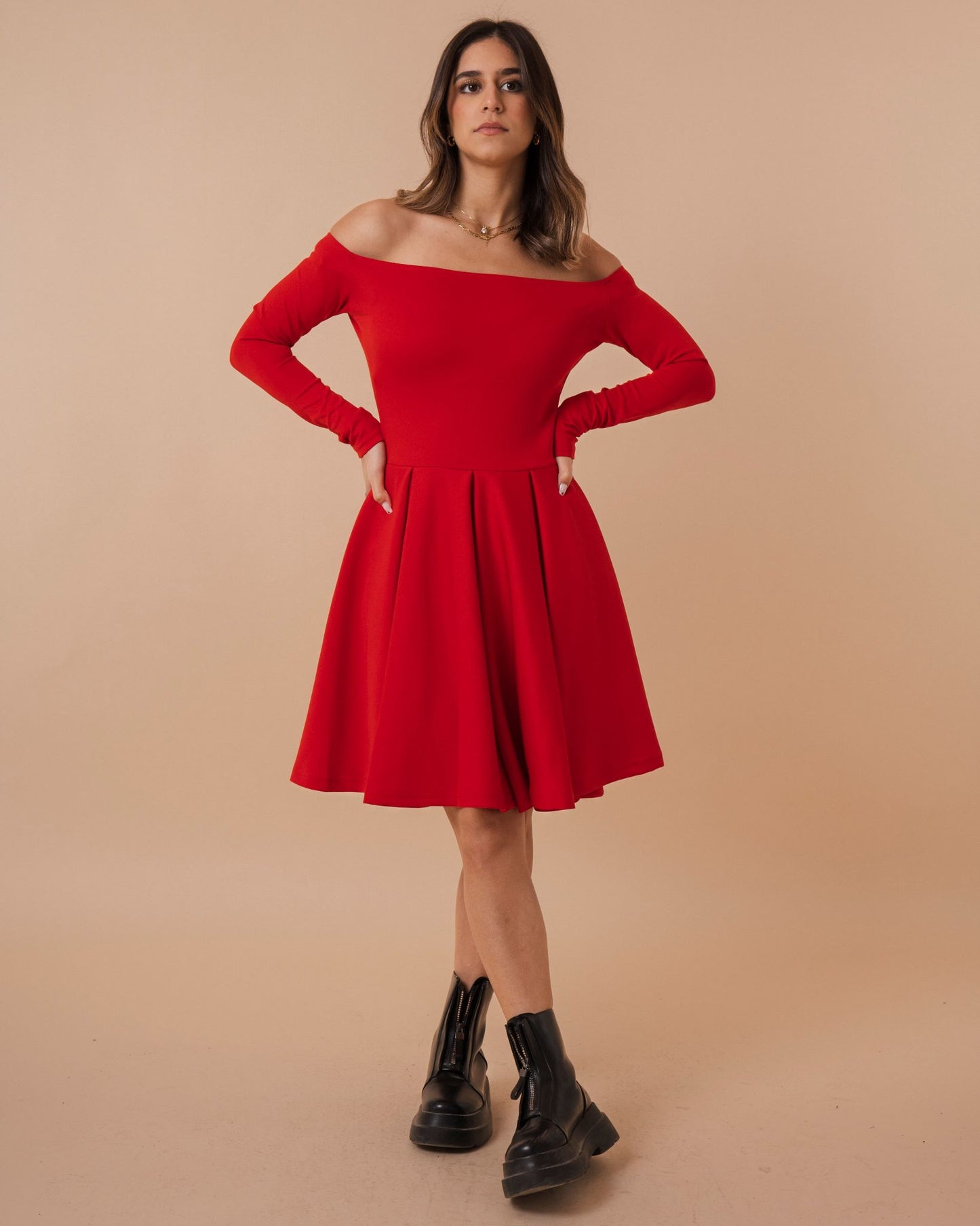 Off Shoulder Flare Dress (A3)