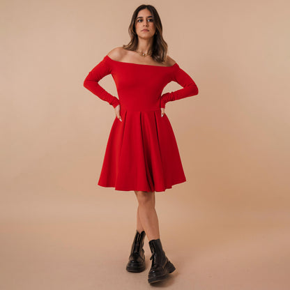 Off Shoulder Flare Dress