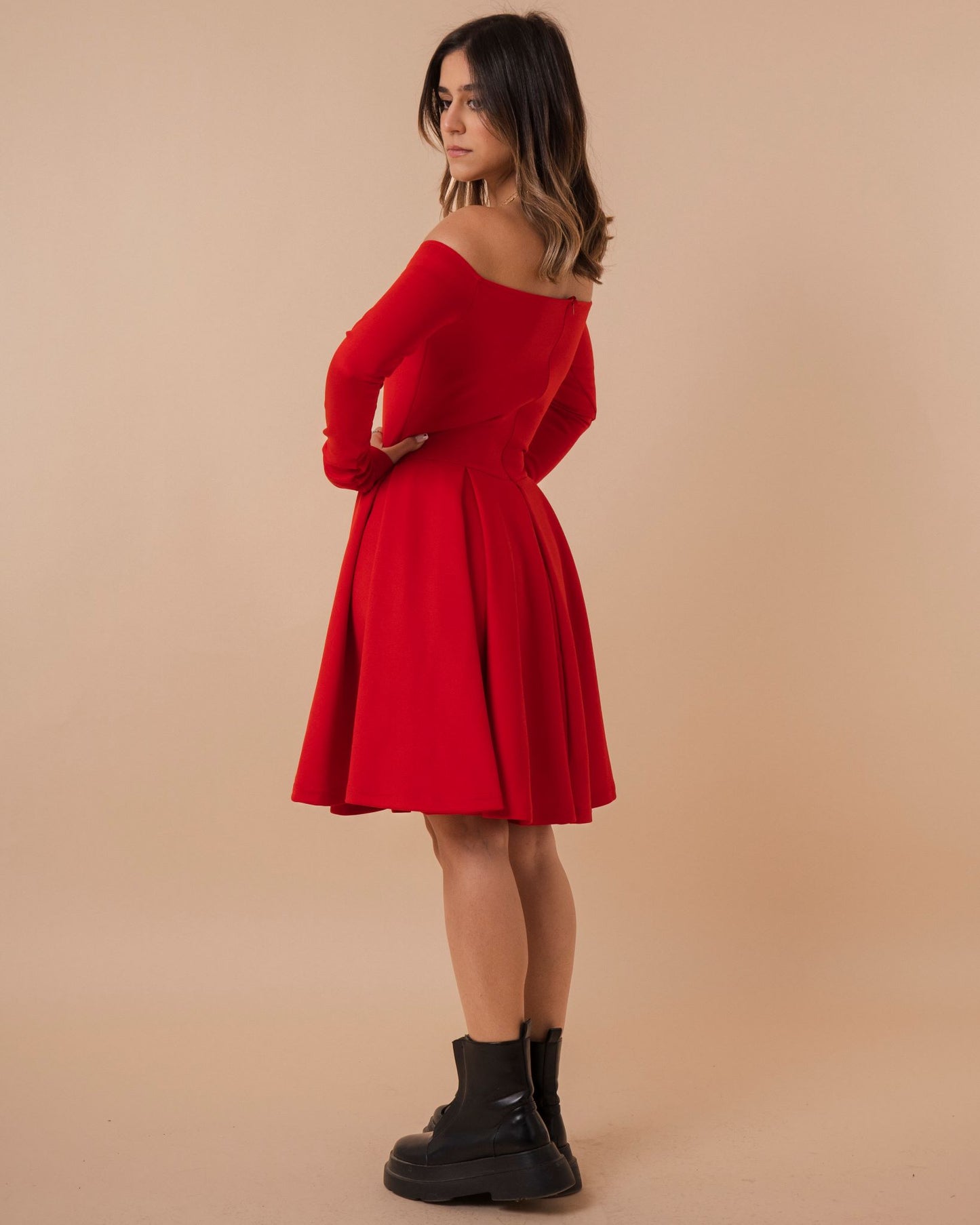 Off Shoulder Flare Dress (A3)