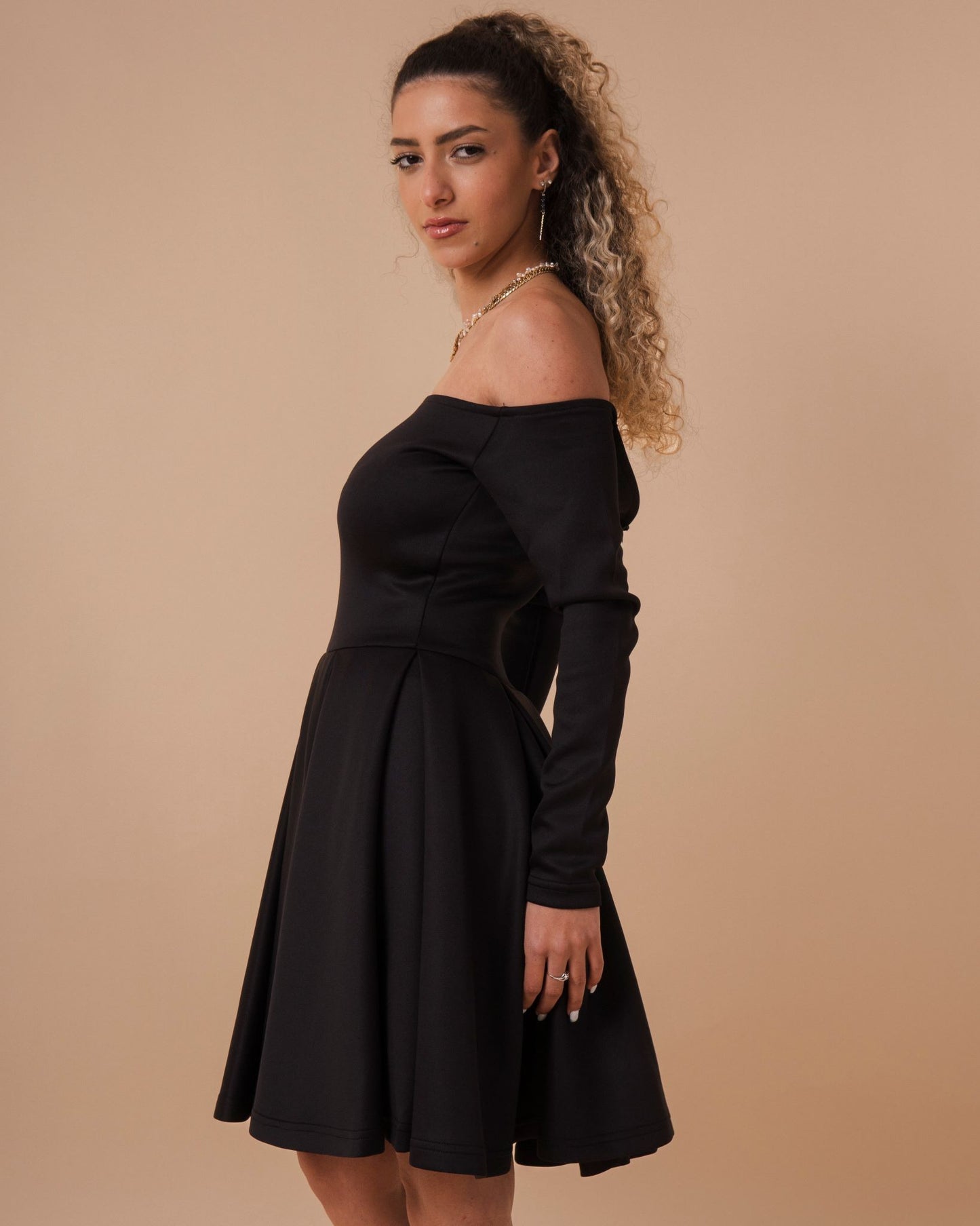 Off Shoulder Flare Dress (A3)