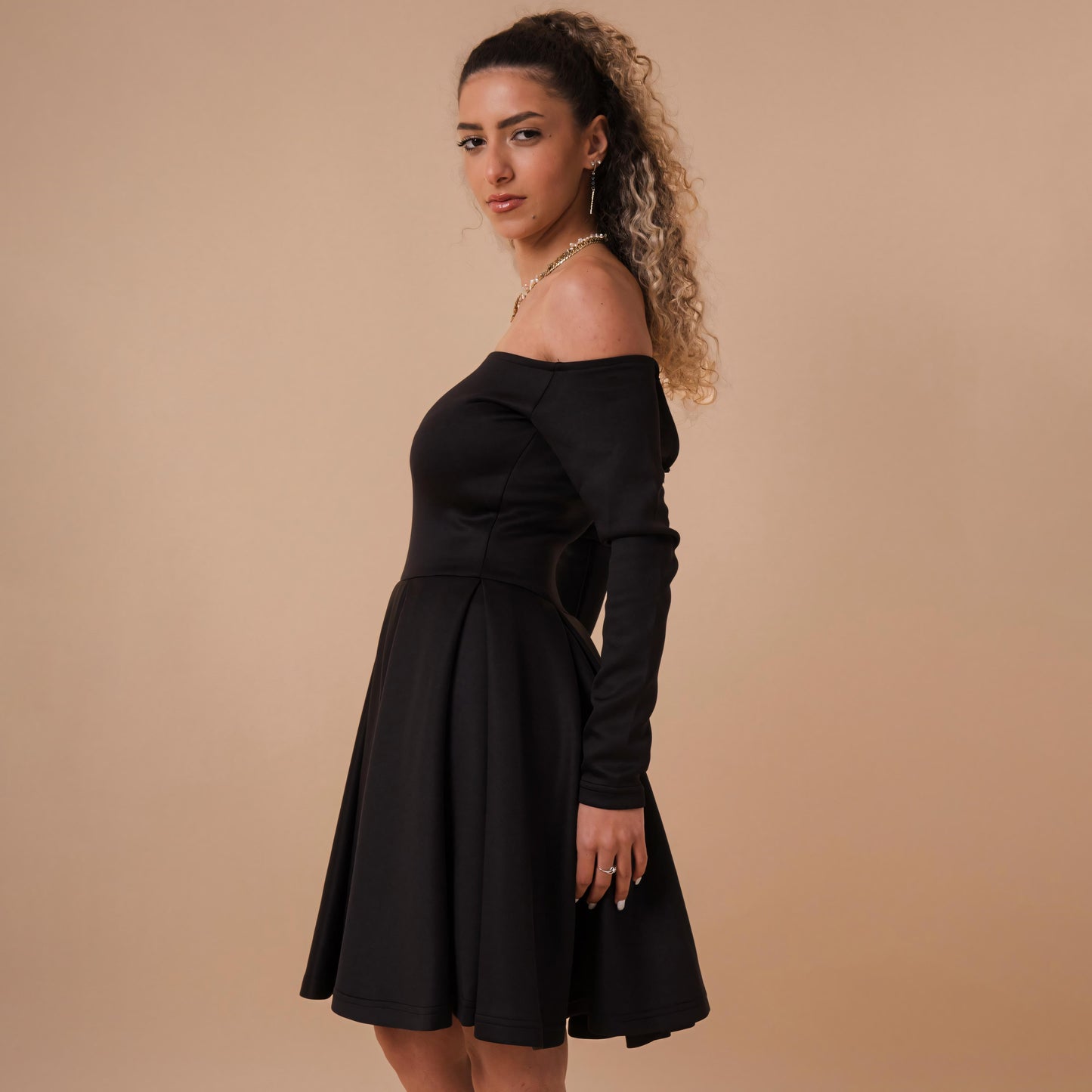 Off Shoulder Flare Dress
