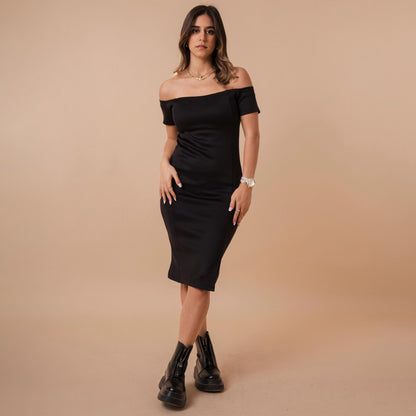 Off Shoulder Front Cut Dress