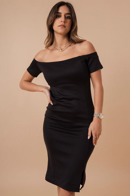 Off Shoulder Front Cut Dress (A43)