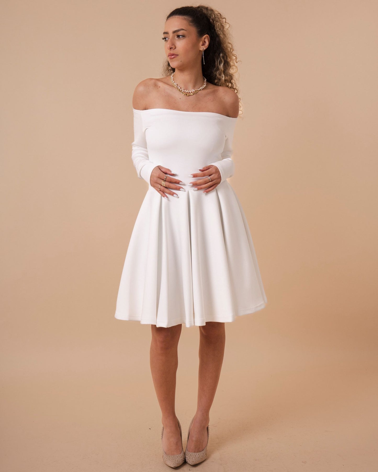 Off Shoulder Flare Dress (A3)