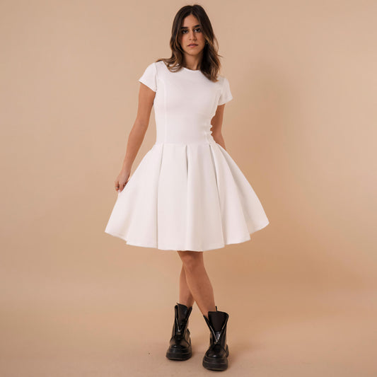 Short Sleeve Above Knee Flare Dress