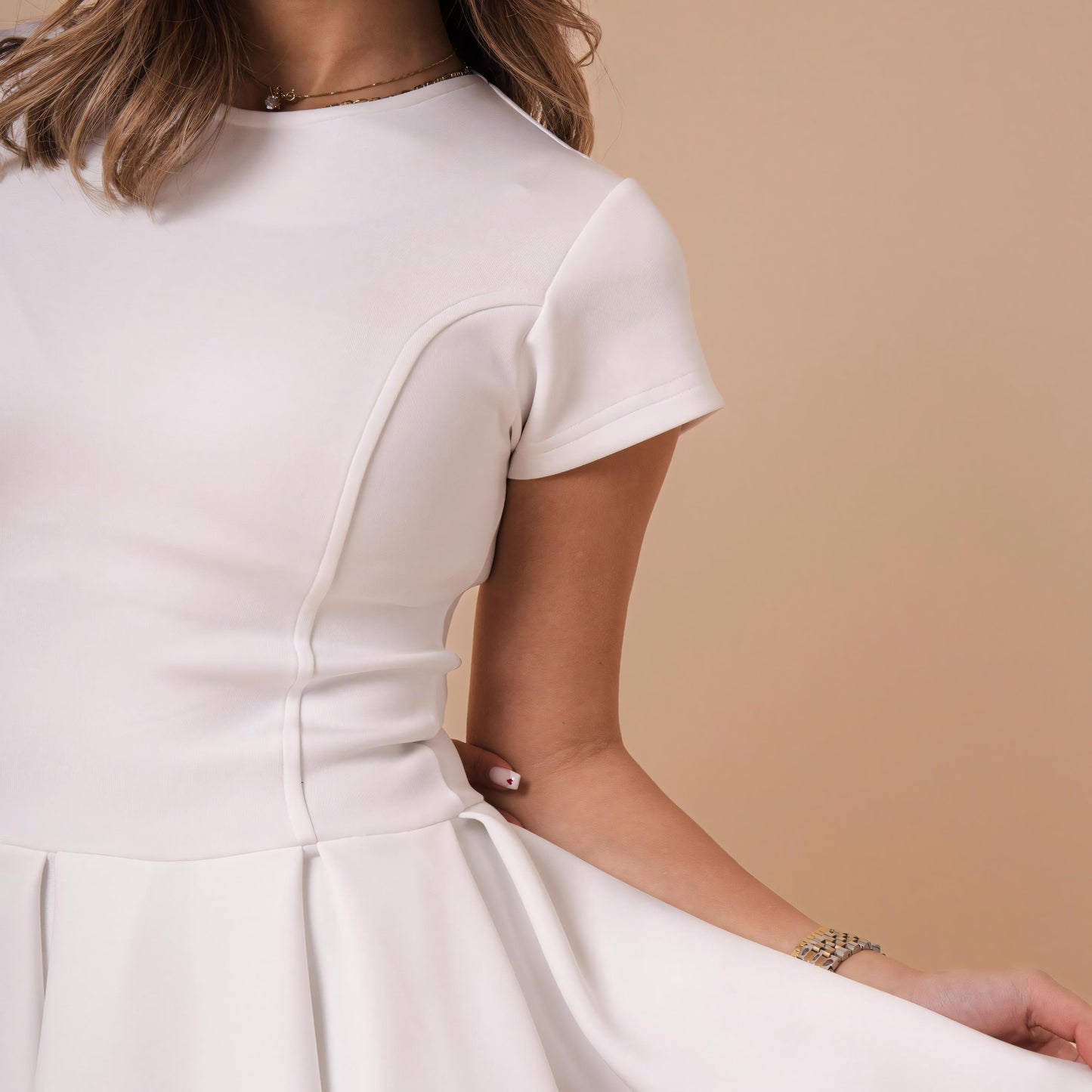 Short Sleeve Above Knee Flare Dress