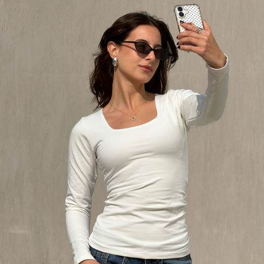 Long Sleeve Square Neck Top