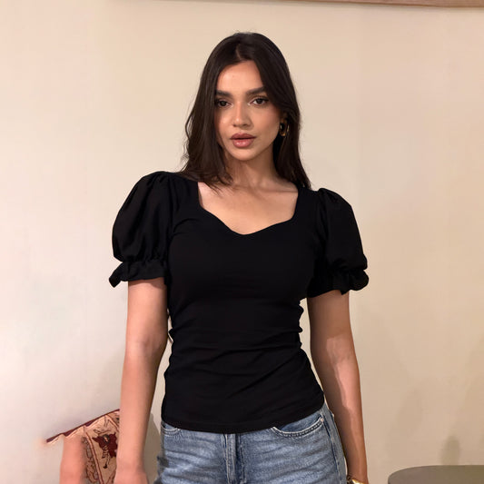 Heart Shape Puff Sleeve Top