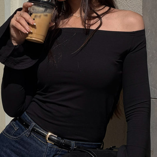 Off Shoulder Long Fan Sleeves Top