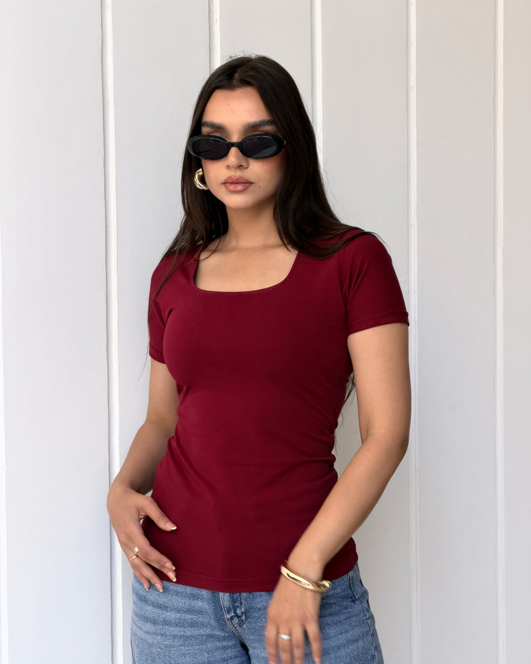 Half Sleeve Square Neck Top