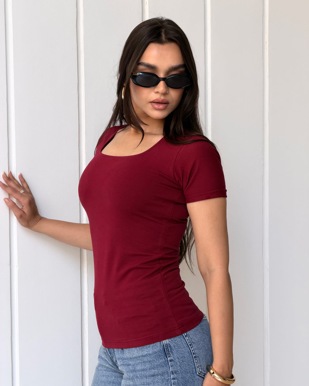 Half Sleeve Square Neck Top