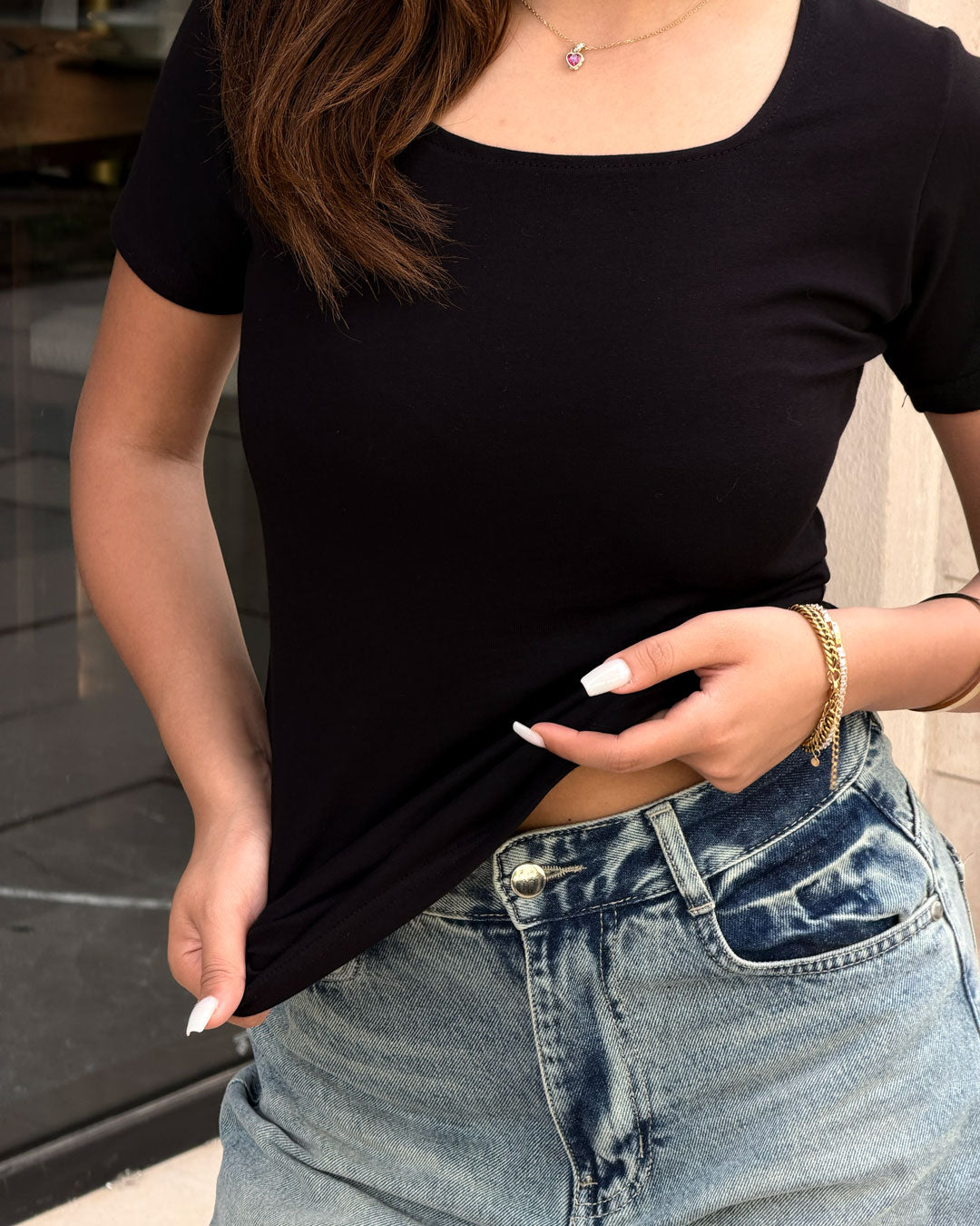 Half Sleeve Square Neck Top