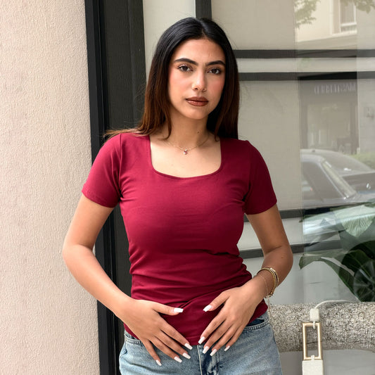 Half Sleeve Square Neck Top