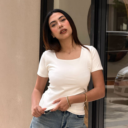 Half Sleeve Square Neck Top