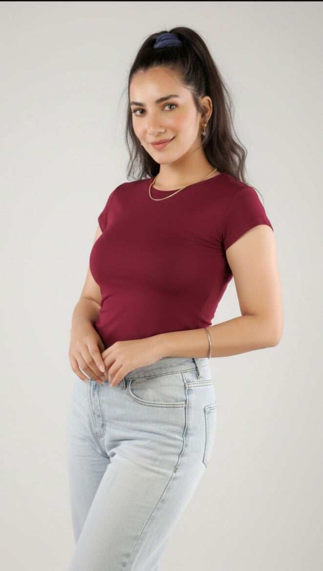 Short Sleeve Round Neck Top