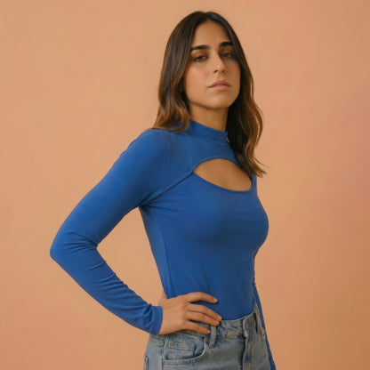 Cutout Front Long Sleeve Top