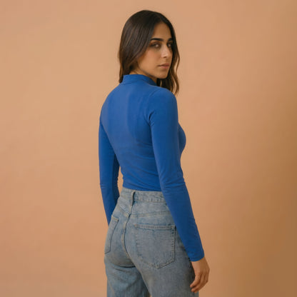 Cutout Front Long Sleeve Top